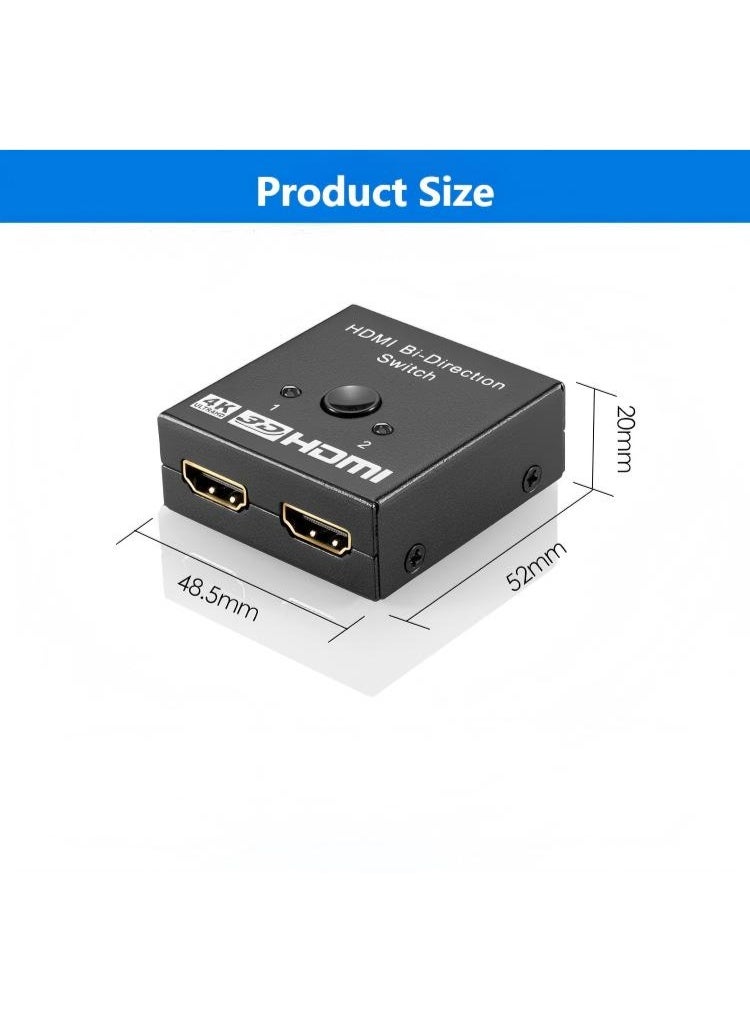 سيوسي محول ومقسم HDMI - محدد اتجاه ثنائي، 4K/3D/1080P، مخرج 1x2 و2x1، تبديل يدوي، متوافق مع PS3/PS4/Nintendo Switch/Xbox/مشغلات DVD - Image 2