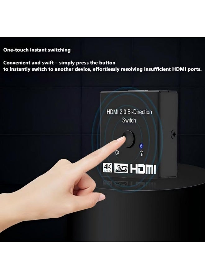 سيوسي محول ومقسم HDMI - محدد اتجاه ثنائي، 4K/3D/1080P، مخرج 1x2 و2x1، تبديل يدوي، متوافق مع PS3/PS4/Nintendo Switch/Xbox/مشغلات DVD - Image 3