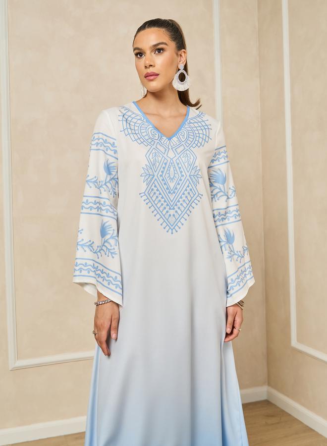 Styli Ombre Print A-Line Jalabiya with Flared Sleeves  - Image 3