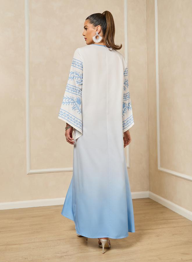 Styli Ombre Print A-Line Jalabiya with Flared Sleeves  - Image 5
