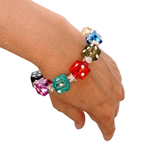 fiona Dice Bracelet, Casino Bracelet For Women, Bunco Bracelet Gift, Plastic Beaded Bracelet Multi Color 1 pc - Image 2