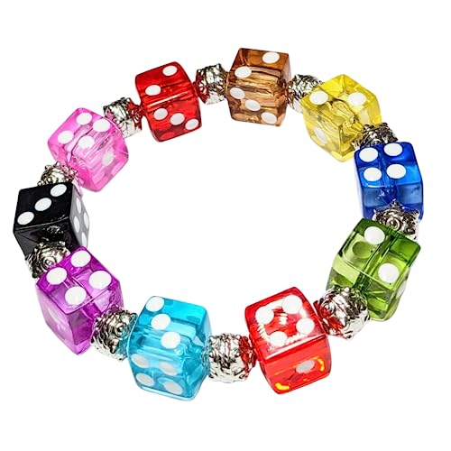 fiona Dice Bracelet, Casino Bracelet For Women, Bunco Bracelet Gift, Plastic Beaded Bracelet Multi Color 1 pc - Image 1
