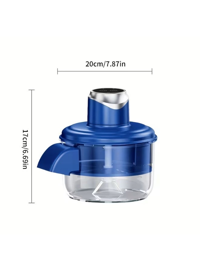 SILVER CREST Portable Electric Food Chopper, USB Rechargeable Mini Food Processor, 2L Capacity, Stainless Steel Blades, One-Touch Operation for Garlic, Vegetables, Fruits & Nuts, Blue - Image 3