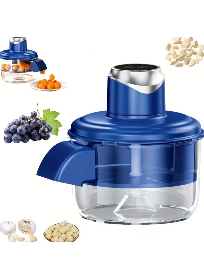 SILVER CREST Portable Electric Food Chopper, USB Rechargeable Mini Food Processor, 2L Capacity, Stainless Steel Blades, One-Touch Operation for Garlic, Vegetables, Fruits & Nuts, Blue - Image 2