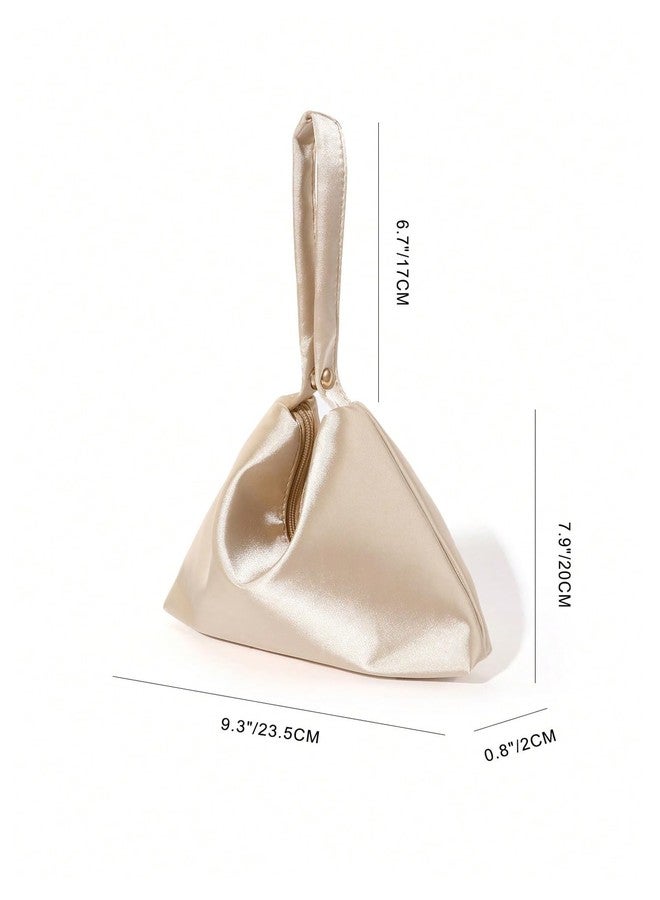 MakeMeChic Women's Satin Evening Bags Clutch Purse Wedding Dumpling Handbag Champagne One Size - Image 5