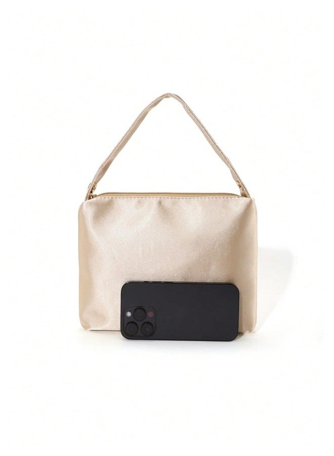 MakeMeChic Women's Satin Evening Bags Clutch Purse Wedding Dumpling Handbag Champagne One Size - Image 2