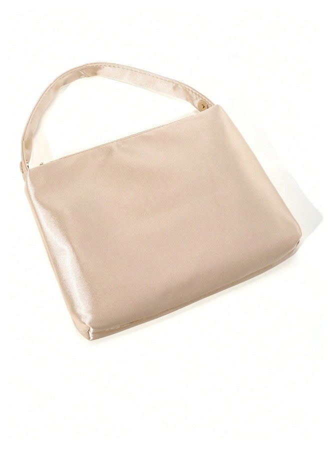 MakeMeChic Women's Satin Evening Bags Clutch Purse Wedding Dumpling Handbag Champagne One Size - Image 3