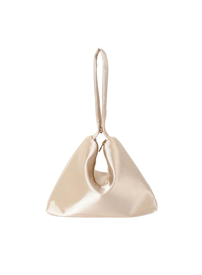 MakeMeChic Women's Satin Evening Bags Clutch Purse Wedding Dumpling Handbag Champagne One Size - Image 1