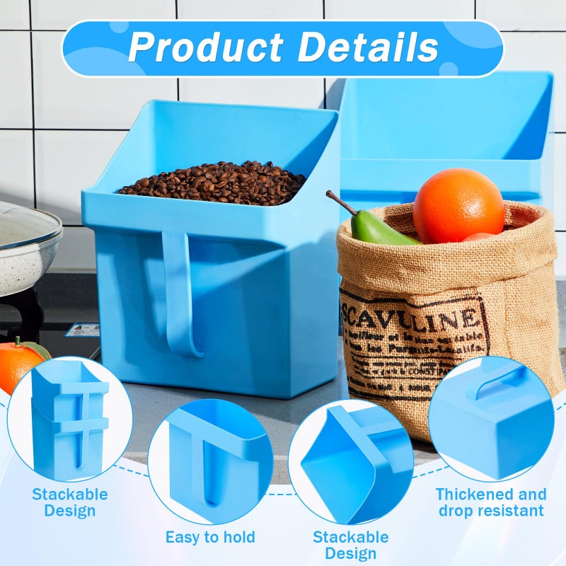 Relaxweex 2 Pcs Large Feed Scoop 128 oz Plastic Utility Grain Scoop Ice Seed Enclosed Bucket Shovel with Side Handle for Horse Bird Chicken Livestock Animal Dry Food Restaurant Kitchen(Blue) - Image 3