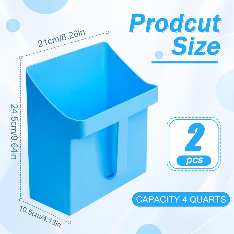 Relaxweex 2 Pcs Large Feed Scoop 128 oz Plastic Utility Grain Scoop Ice Seed Enclosed Bucket Shovel with Side Handle for Horse Bird Chicken Livestock Animal Dry Food Restaurant Kitchen(Blue) - Image 2