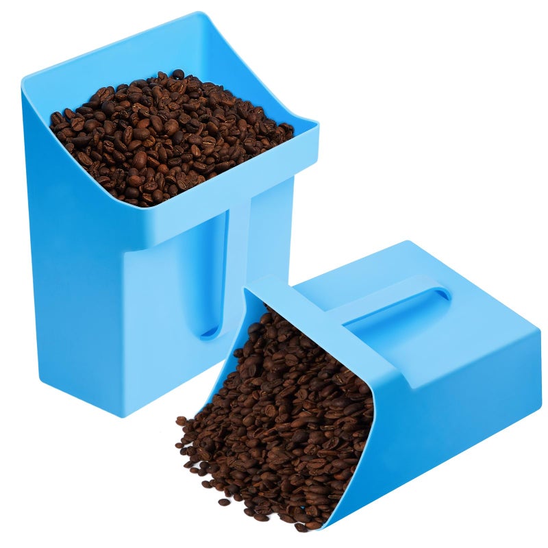 Relaxweex 2 Pcs Large Feed Scoop 128 oz Plastic Utility Grain Scoop Ice Seed Enclosed Bucket Shovel with Side Handle for Horse Bird Chicken Livestock Animal Dry Food Restaurant Kitchen(Blue) - Image 1