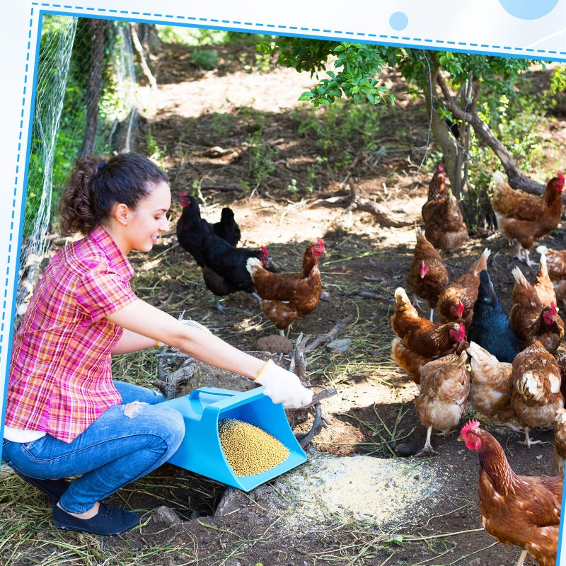 Relaxweex 2 Pcs Large Feed Scoop 128 oz Plastic Utility Grain Scoop Ice Seed Enclosed Bucket Shovel with Side Handle for Horse Bird Chicken Livestock Animal Dry Food Restaurant Kitchen(Blue) - Image 5