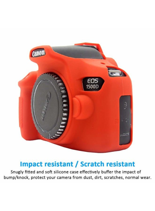 Easy Hood حافظة لكاميرا كانون EOS Rebel T6 T7، غطاء واقي من السيليكون الناعم المقاوم للخدش لكاميرا كانون EOS 1500D Rebel T7 / EOS 1300D Rebel T6 DSLR (أحمر) - Image 3