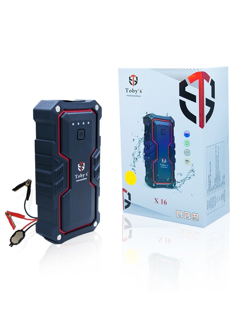 Toby's Toby's X16 16000mAh 59.2 watt-hour Jump Starter with PD 30W Fast Charging for Roadside Emergencies | Modified for Cars & Motorbikes  - Image 1