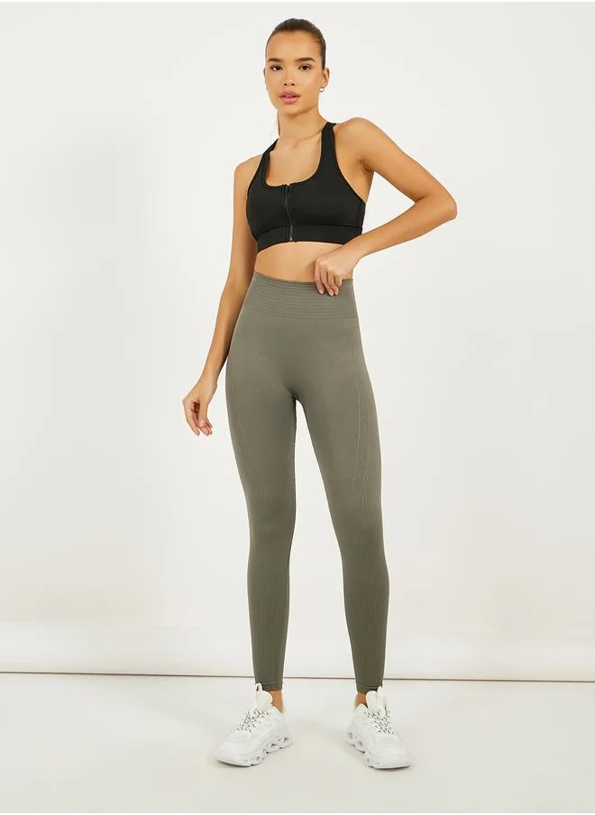 Styli Textured Waistband Detail Leggings