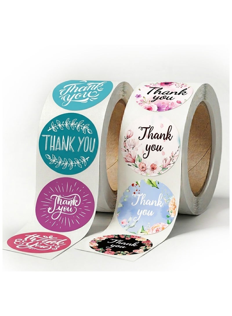 Wownect (Pack of 2) Colorful Thank You Round Stickers – 1000 PCS 1 Inch Labels for Packaging, Envelope Seals, Bouquets & Small Business Packaging Decoration (Pack of 2) - Image 1