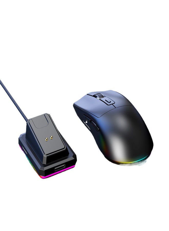 كراك ماوس لاسلكي بلوتوث مزدوج النمط مع قاعدة شحن، ماوس ألعاب كمبيوتر محمول خفيف الوزن لإلكترونيك سبورتس - Image 1