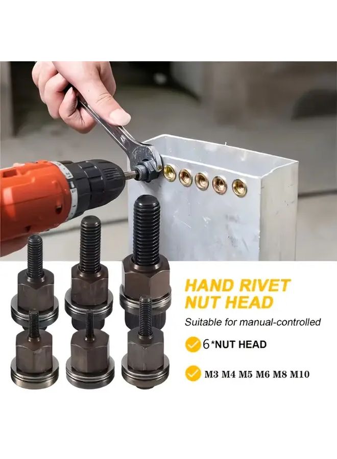 58 Pcs 3 In 1 Carbon Steel Riveting Tool Set Manual Rivet Gun Kit For M3 M10 Nuts - Image 4