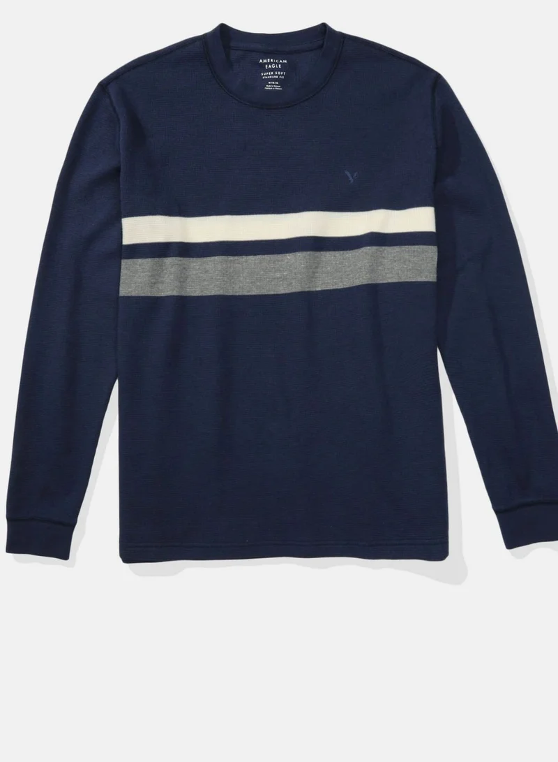 American Eagle Striped Crew Neck T- Shirt