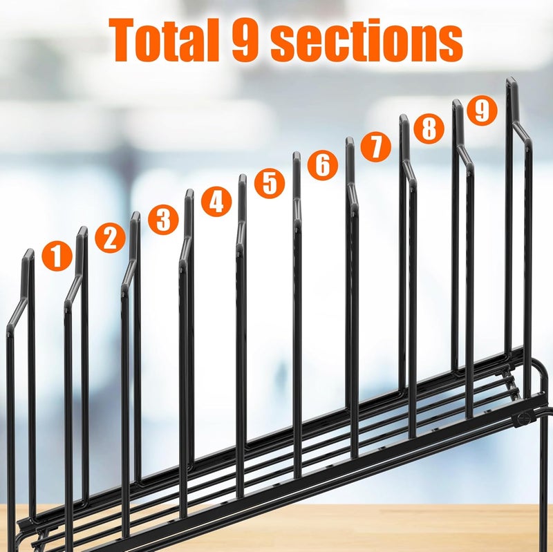Simple Houseware Desk 9 Sections Wire Step File Sorter Organizer, Black - Image 5