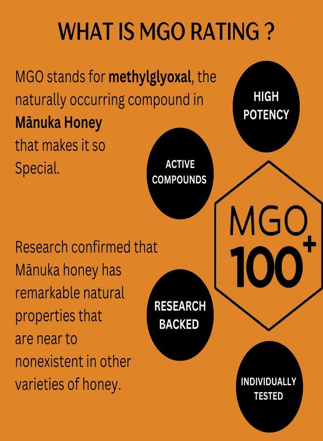 ZEALANDIA Premium Manuka Honey Bronze Label, Certified MGO 100+ (250g), 100% Pure Manuka Honey New Zealand Multifloral - Pure & Rich, (Pack of 1) - Image 3