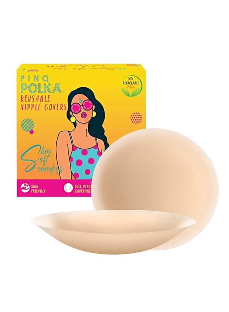 PINQ POLKA Nipple Cover Reusable for Women| Nipple Pasties Silicone - Premium Ultra Thin |Invisible & Skin Friendly Adhesive|Up to 12 Hrs Sticking Capacity |Reusable Cloth Bag - Image 1