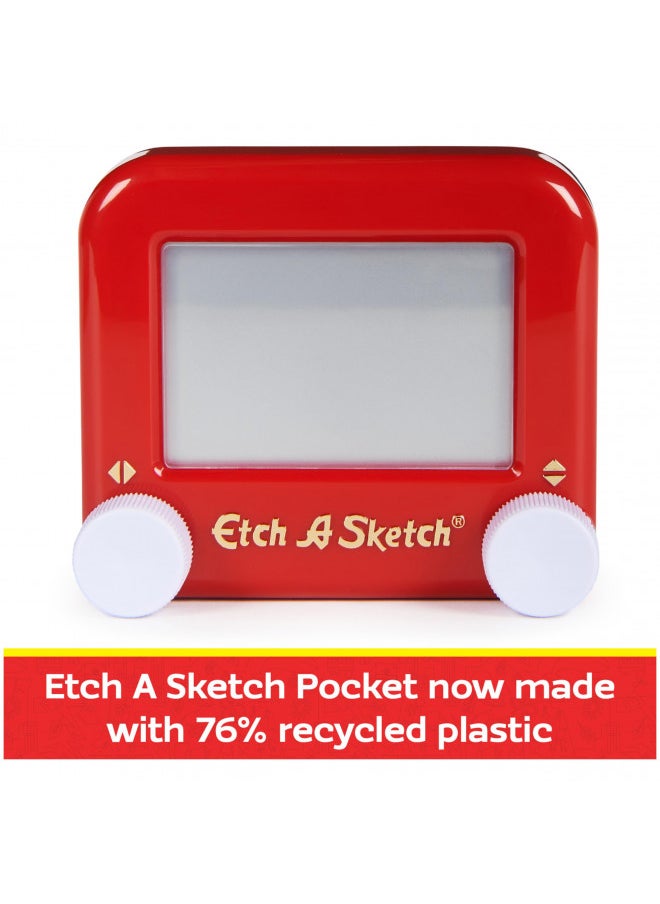 Etch A Sketch Etch A Sketch Pocket, 76% Recycled Plastic, Original Magic Screen, Sustainably-minded Kids Travel Toy, Drawing Toys for Boys & Girls Ages 3+  - Image 2