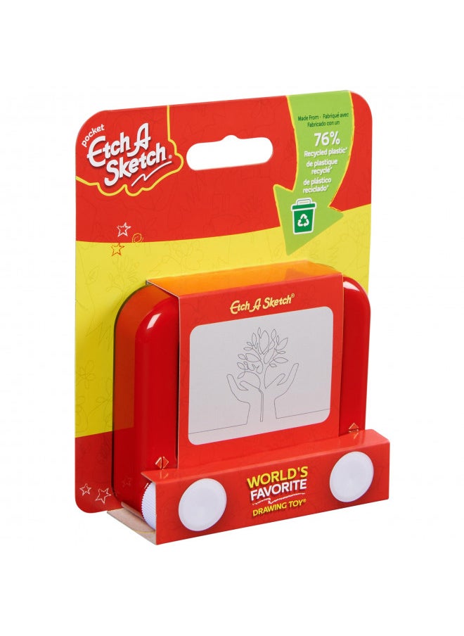 Etch A Sketch Etch A Sketch Pocket, 76% Recycled Plastic, Original Magic Screen, Sustainably-minded Kids Travel Toy, Drawing Toys for Boys & Girls Ages 3+  - Image 5