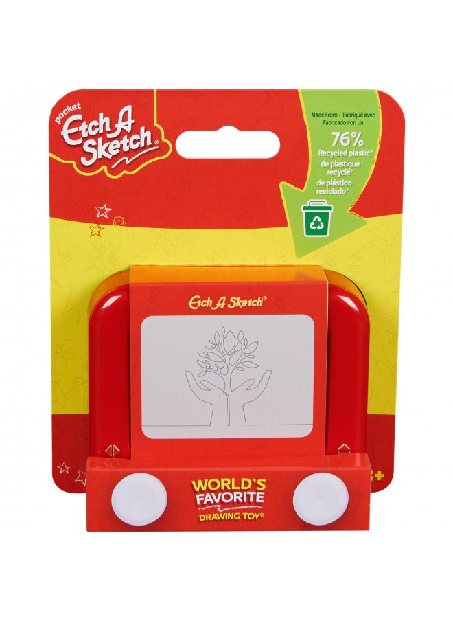 Etch A Sketch Etch A Sketch Pocket, 76% Recycled Plastic, Original Magic Screen, Sustainably-minded Kids Travel Toy, Drawing Toys for Boys & Girls Ages 3+  - Image 1