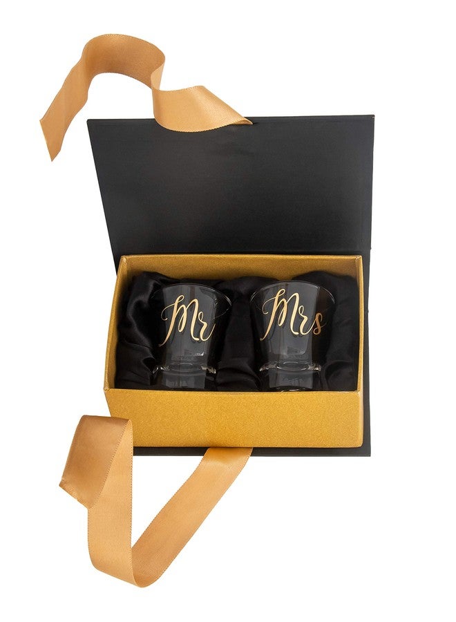 AICA Mr & Mrs Shot Glasses with Gift Box Packging Set of 2 (60ml) | Gift for Couple,clear - Image 1