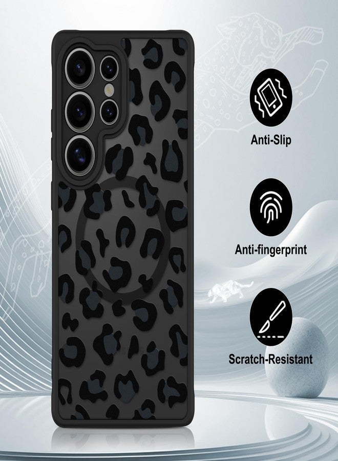 أو أو كيه جراب OOK مناسب لهاتف سامسونج جالاكسي S25 ألترا 6.9 بوصة (متوافق مع الشحن اللاسلكي) بتصميم جلد النمر الأسود، غطاء هاتف شفاف، مصنوع من مادة TPU الناعمة + مادة PC الصلبة، مقاوم للخدش والصدمات، جراب مغناطيسي للنساء - Image 5