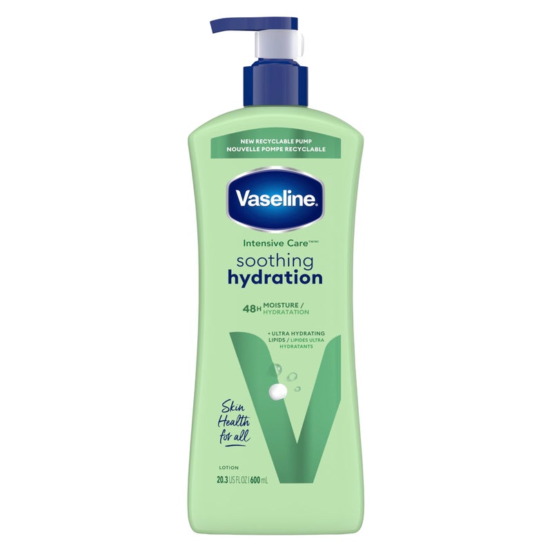 Vaseline Intensive Care Body Lotion Soothing Hydration for Dry Skin with Ultra-Hydrating Lipids + 1% Aloe Vera Extract to Refresh Dehydrated Skin 20.3 oz - Image 1