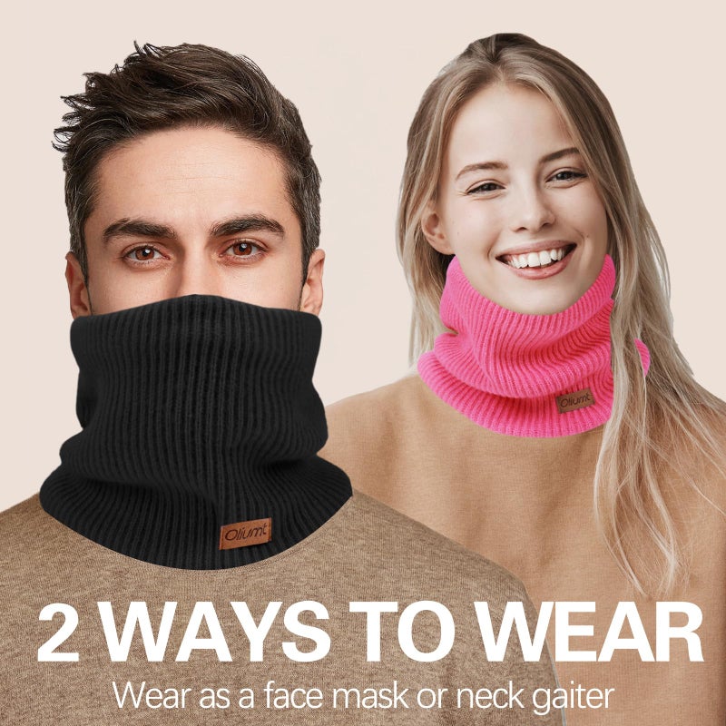 Oliumt Winter Neck Warmer Men Ski, Neck Gaiter Face Scarf Women (Rose Pink) - Image 2