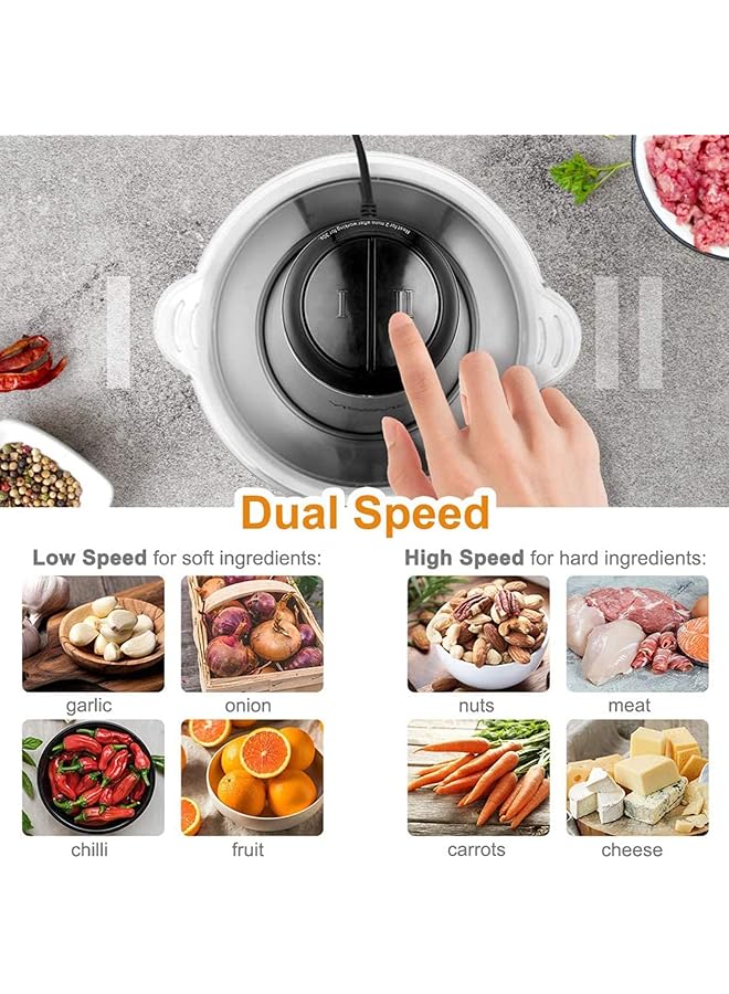 erorex Meat Grinder Electric Garlic Press Uk Plug Food Processor 2L Stainless Steel Meat Blender Food Chopper For Meat Vegetables Fruits And Nuts With 4 Sharp Blades  - Image 4