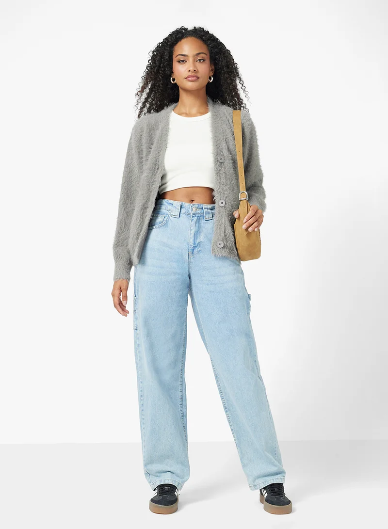 Ginger Cozy Fuzzy Button Up Cardigan