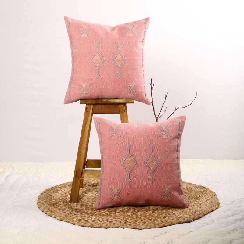 Trade Star 100% Cotton Cushion Covers Handloomed Rug Decorative Cushion case Handwoven Sabra Pillowcase 18x18 Inches Designer Pillow Shams Set of 2 Throw Pillow Cover - Image 3
