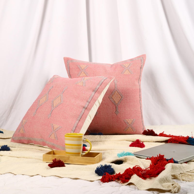 Trade Star 100% Cotton Cushion Covers Handloomed Rug Decorative Cushion case Handwoven Sabra Pillowcase 18x18 Inches Designer Pillow Shams Set of 2 Throw Pillow Cover - Image 4