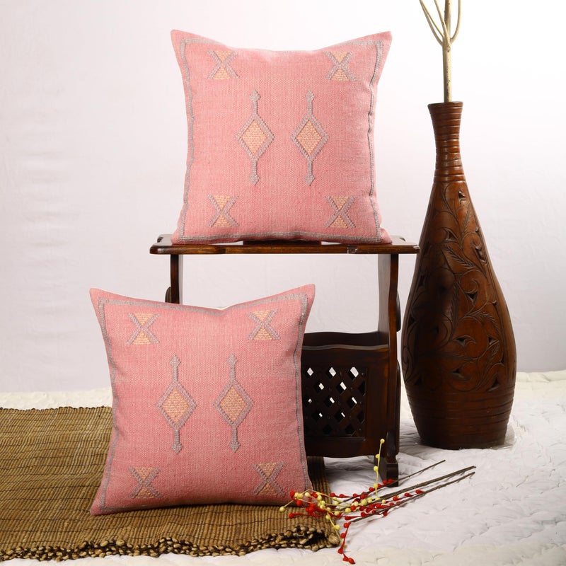 Trade Star 100% Cotton Cushion Covers Handloomed Rug Decorative Cushion case Handwoven Sabra Pillowcase 18x18 Inches Designer Pillow Shams Set of 2 Throw Pillow Cover - Image 2