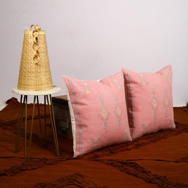 Trade Star 100% Cotton Cushion Covers Handloomed Rug Decorative Cushion case Handwoven Sabra Pillowcase 18x18 Inches Designer Pillow Shams Set of 2 Throw Pillow Cover - Image 5