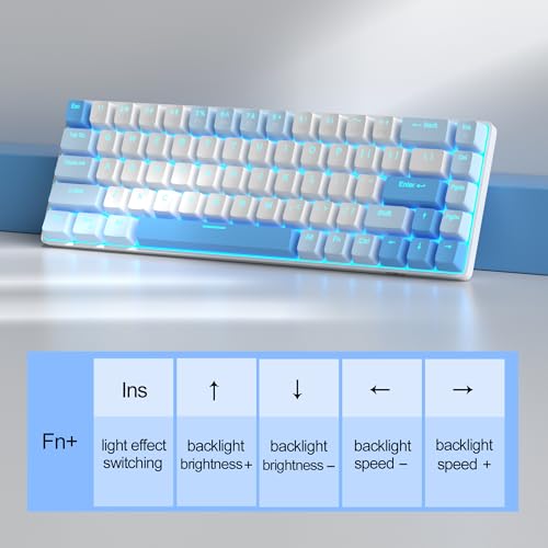 MageGee Portable 60% Mechanical Gaming Keyboard, MK-Box LED Backlit Compact 68 Keys Mini Wired Office Keyboard with Red Switch for Windows Laptop PC Mac - Sky Blue - Image 5