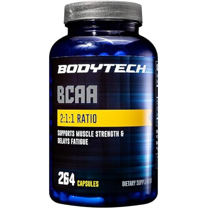 BODYTECH BCAA a 2:1:1 Ratio a Supports Muscle Strength & Delays Fatigue (264 Capsules) - Image 1
