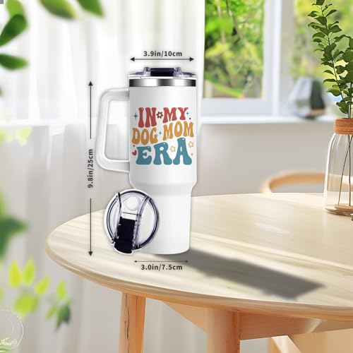 GlitaZola Dog Mom Tumbler Gifts for Dogs Lovers Women 40Oz In My Dog Mom Era Tumbler with Handle Christmas Mothers Day Present for Dogs Moms and Girls - Image 2