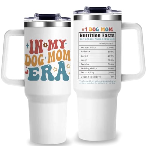 GlitaZola Dog Mom Tumbler Gifts for Dogs Lovers Women 40Oz In My Dog Mom Era Tumbler with Handle Christmas Mothers Day Present for Dogs Moms and Girls - Image 1