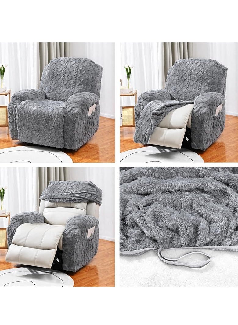 عام سميكة أفخم كرسي غطاء أريكة لون صلب غطاء كرسي قابل للتعديل حماية الترفيه كسول أريكة كرسي غطاء أريكة - Image 3