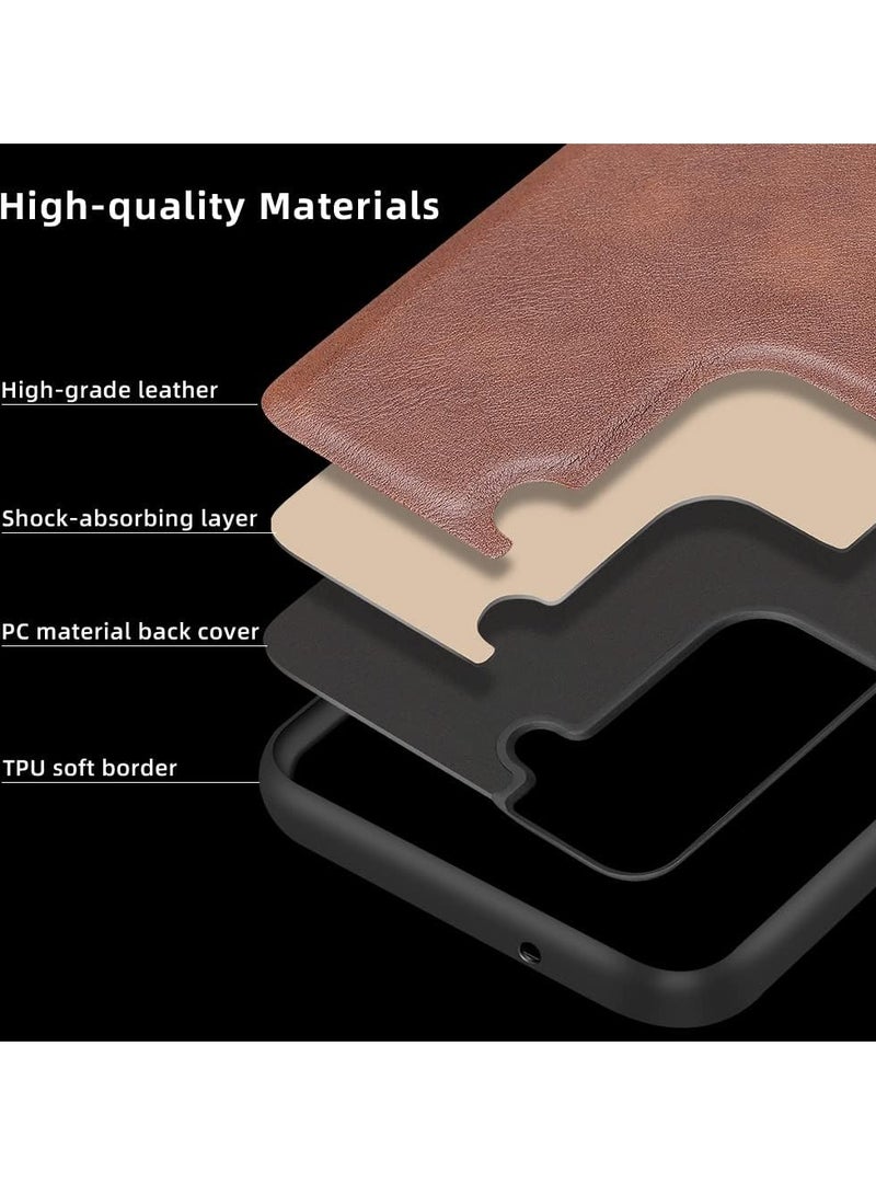 إكس ليفيل حافظة سامسونج جالاكسي S21 FE من جلد البولي يوريثان الفاخر، تصميم واقٍ للأعمال، غطاء هاتف مضاد للصدمات ومضاد للخدش مع حافظات حافة ناعمة لهاتف سامسونج جالاكسي S21 FE- بني - Image 3