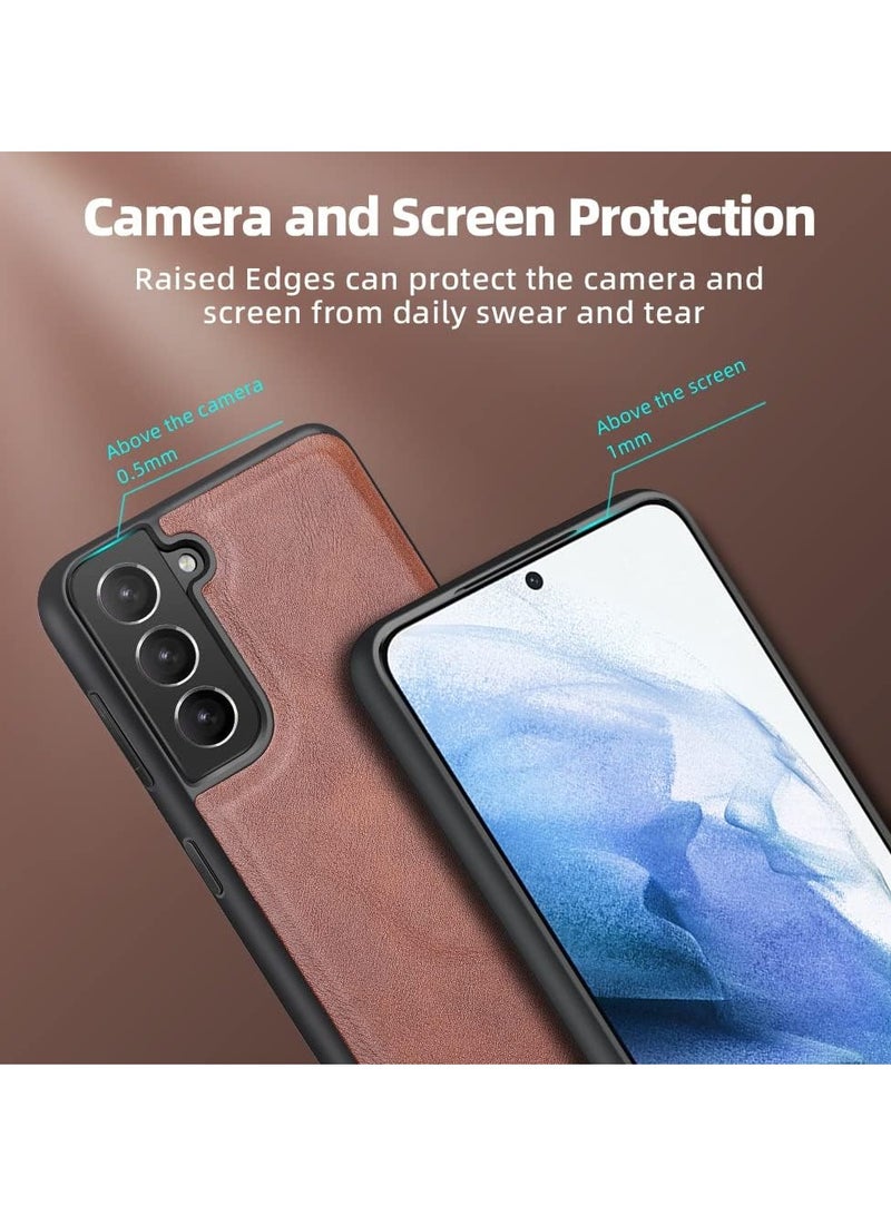 إكس ليفيل حافظة سامسونج جالاكسي S21 FE من جلد البولي يوريثان الفاخر، تصميم واقٍ للأعمال، غطاء هاتف مضاد للصدمات ومضاد للخدش مع حافظات حافة ناعمة لهاتف سامسونج جالاكسي S21 FE- بني - Image 4