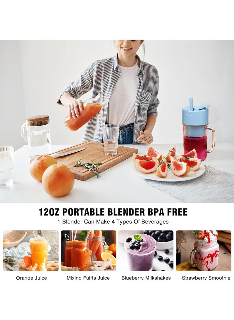 TAPIT Portable Blender for Shakes and Smoothies USB Rechargeable 10 Blades Personal Juicer with Handle 12 oz Easy-to-Clean mini Blender with Charger Great for Kitchen Home Party Travel Outdoor (Blue)  - Image 3