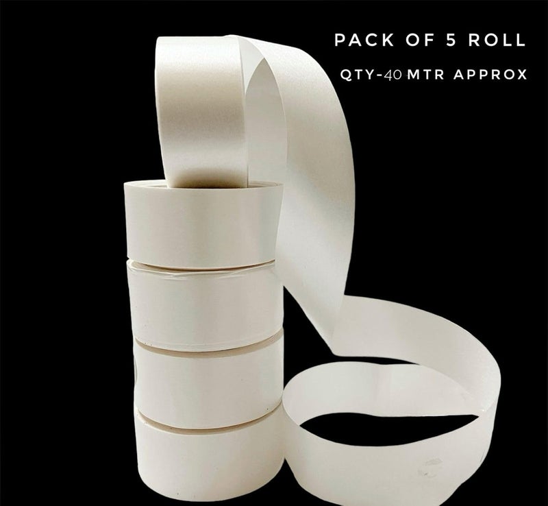 إسكدنيا Plastic Curling Ribbon for DIY, Birthday, Wedding Decorations and tie up Gift Packages.(Pack of 5 roll) 8mtr Each roll (40mtr) Color- White - Image 2