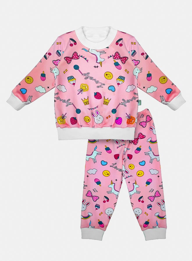 BabyShoora Baby Girl Melton Winter Winter Pajama Set - Image 1