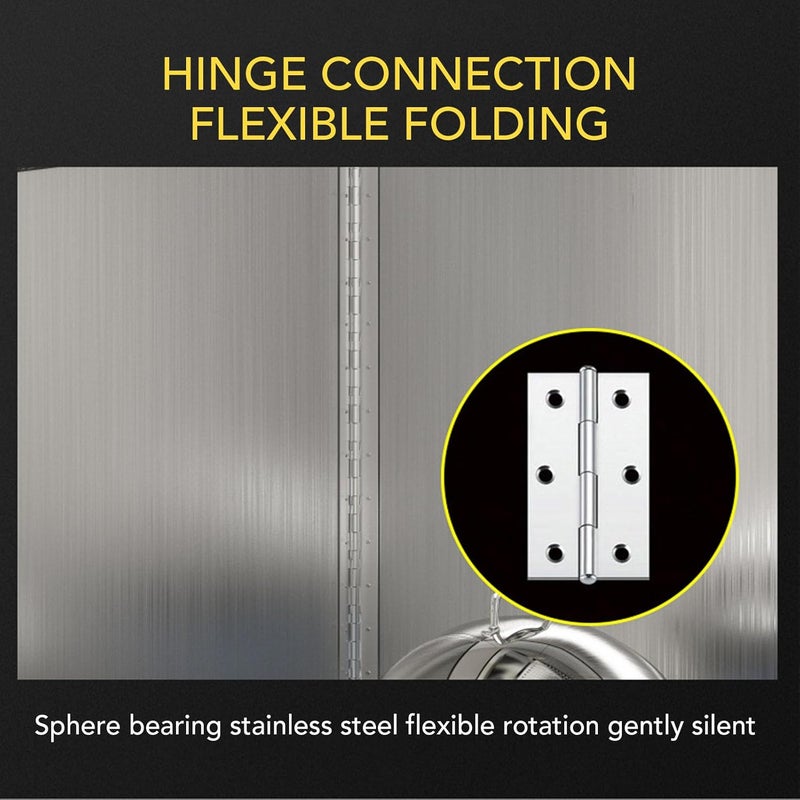 Splatter Guard for Frying Pan, Foldable 304 Stainless Steel Splatter Screen for Frying, Grease with Adjustable Angle and Black Edging for Stove Top Wall Gas (40x40x30cm / 15.7x15.7x11.8in) - Image 2
